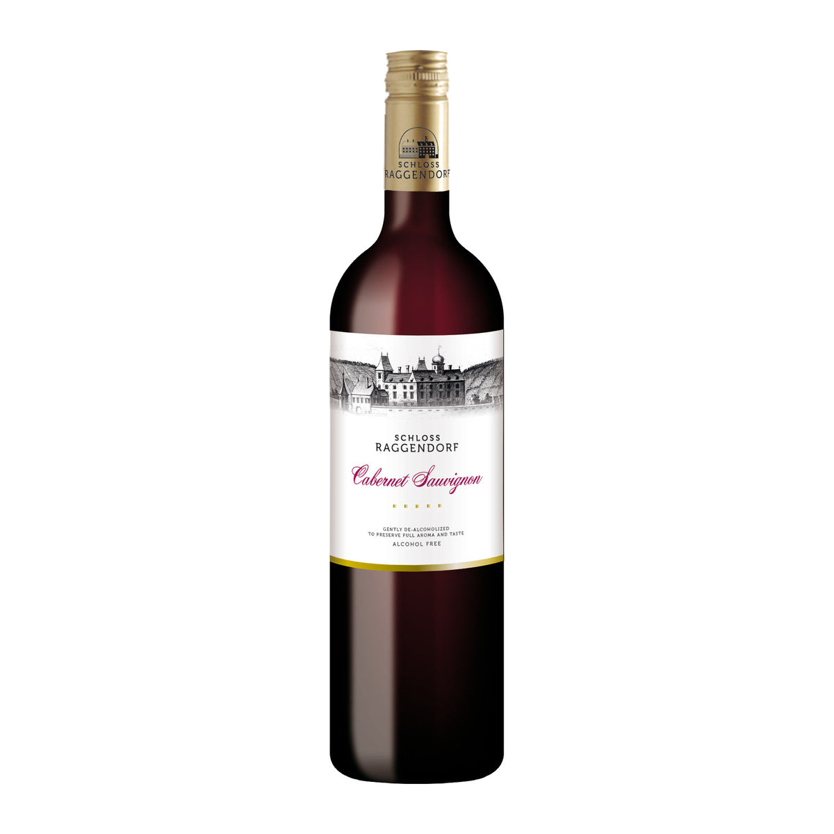 Flasche Schloss Raggendorf Cabernet Sauvignon alkoholfrei 0,75 l — entalkoholisierter Rotwein aus Österreich