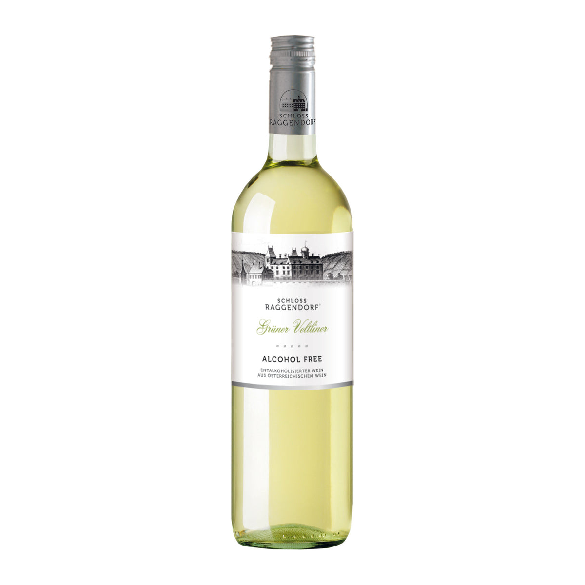 Flasche Schloss Raggendorf Grüner Veltliner alkoholfrei 0,75 l — entalkoholisierter Weißwein aus Österreich